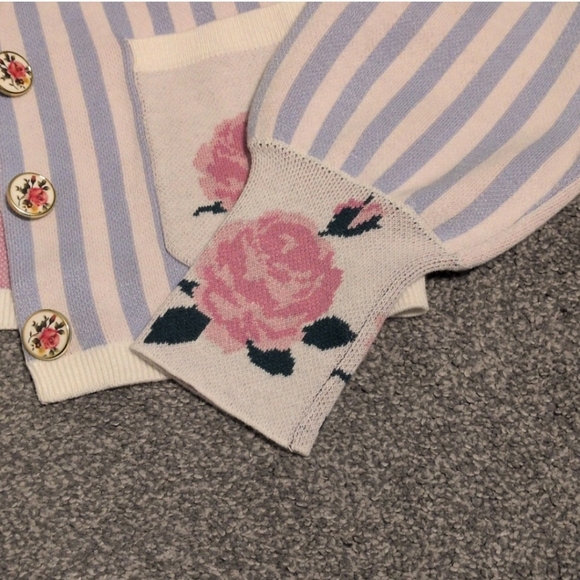 NWT For Love & Lemons Rose Striped Cardigan Size Small - Picture 7 of 7